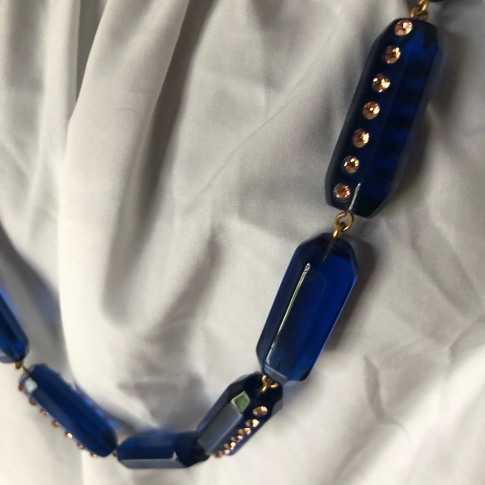 J. Crew Blue Ribbon Necklace